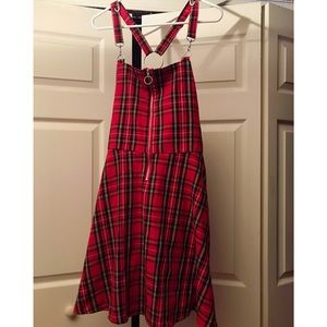 Cute punk plaid overall dress! New with tags!